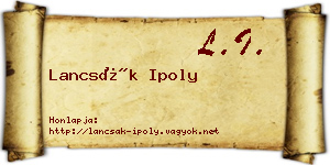 Lancsák Ipoly névjegykártya